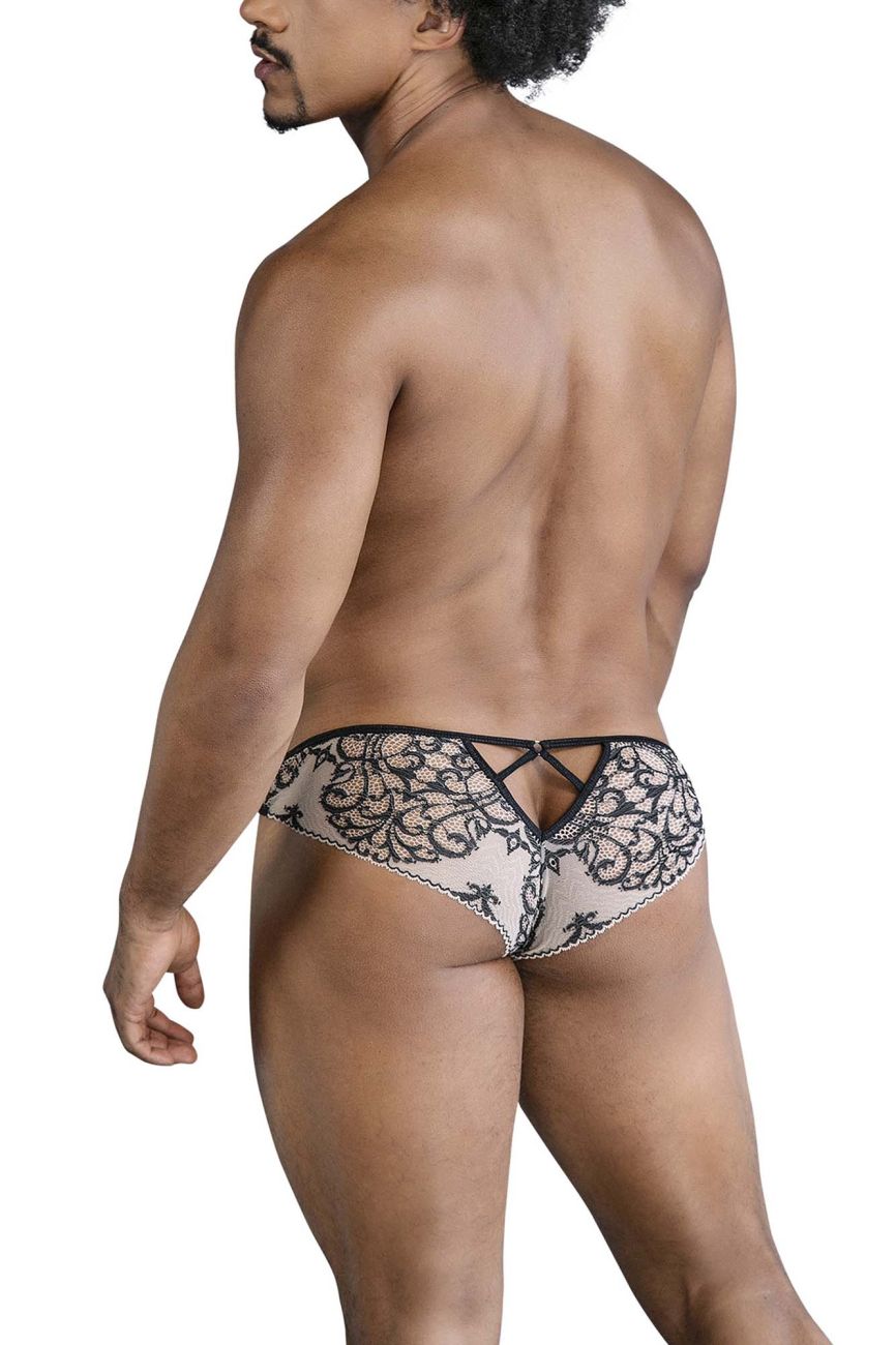 CandyMan Men's Underwear 99830 Lace Briefs Color Nude-Black