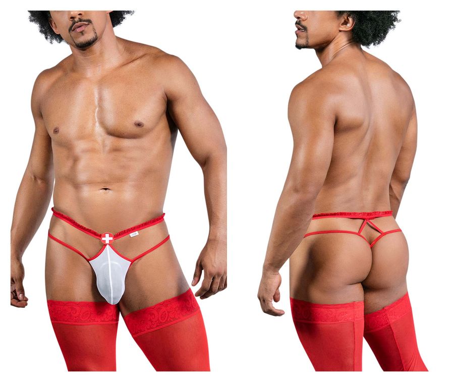 CandyMan Men's Underwear 99833 Murse Thongs Color Red-White