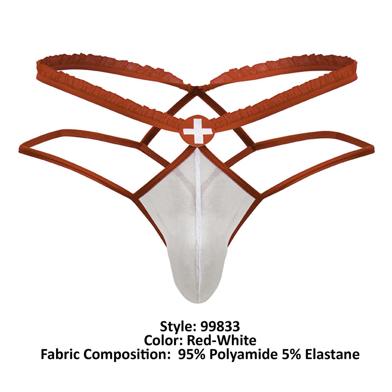 CandyMan Men's Underwear 99833 Murse Thongs Color Red-White