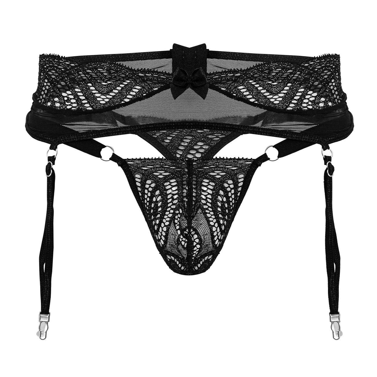 CandyMan Men's Underwear 99837 Lace-Garter Outfit Color Black