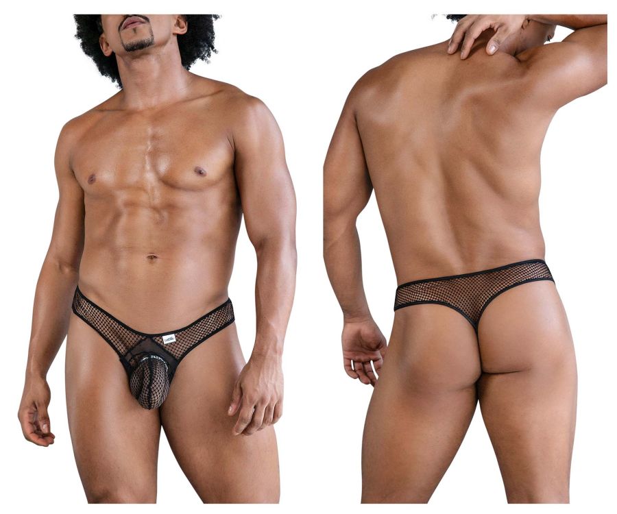 CandyMan Men's Underwear 99843 Fishnet Thongs Color Black