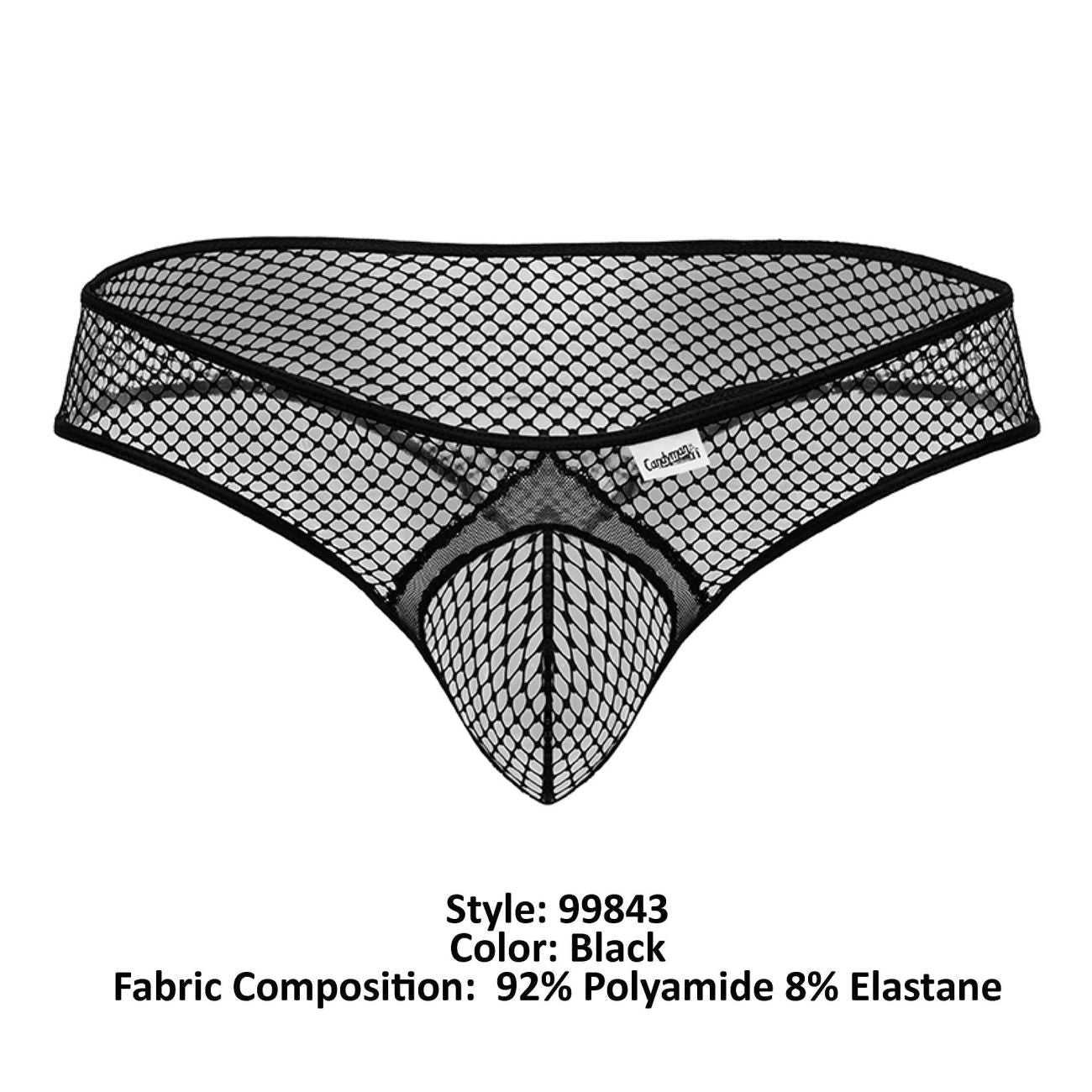 CandyMan Men's Underwear 99843 Fishnet Thongs Color Black
