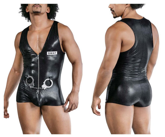 CandyMan Men's Underwear 99844 Police Bodysuit Color Black