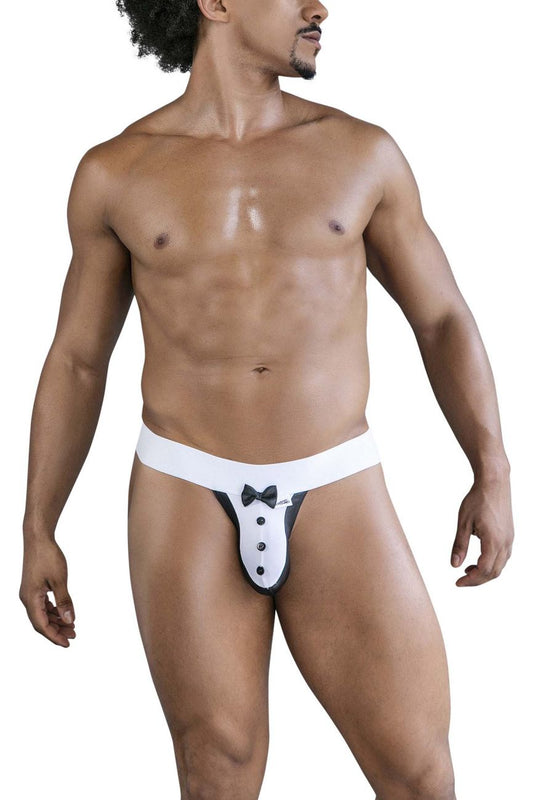 CandyMan Men's Underwear 99846 Tuxedo Thongs Color Black
