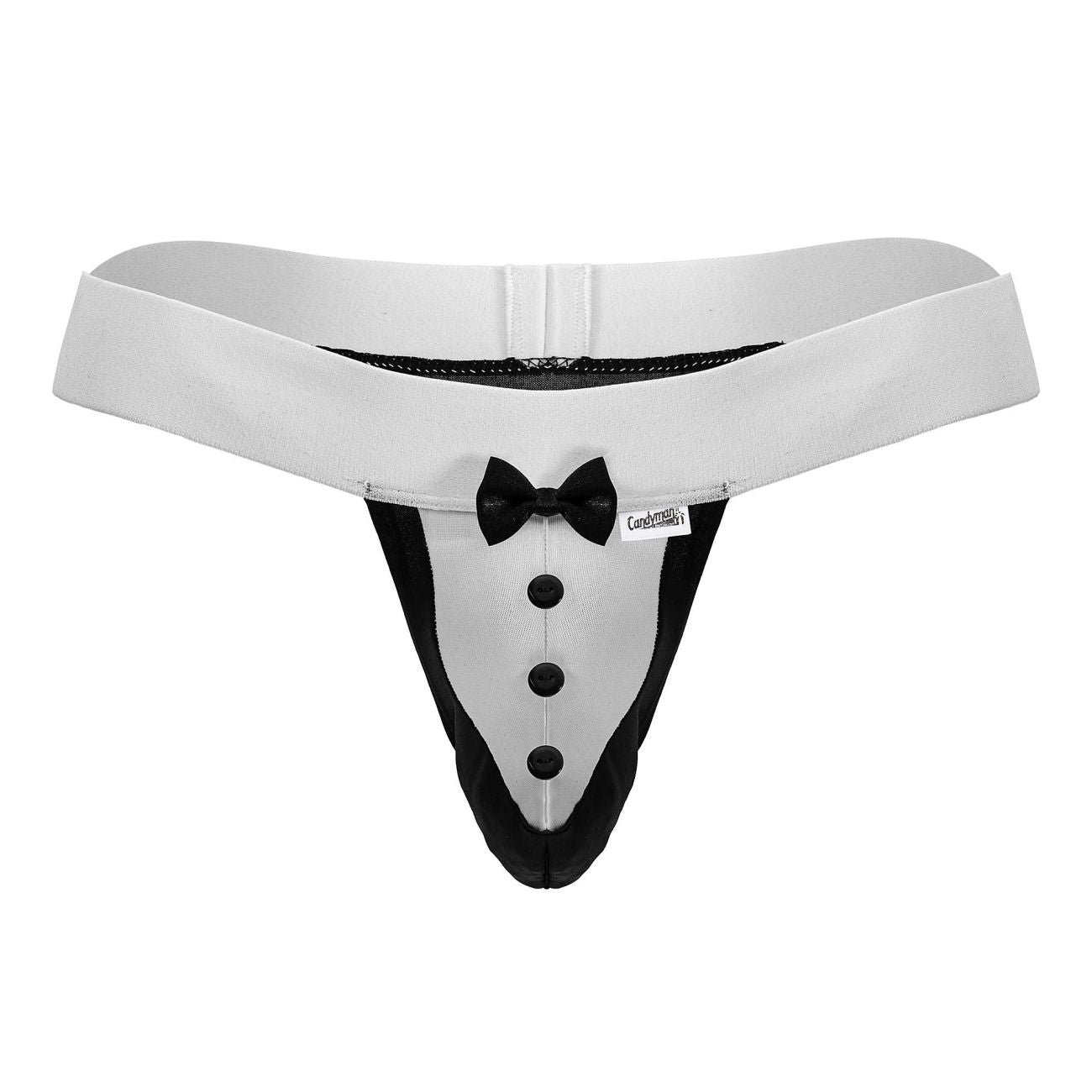 CandyMan Men's Underwear 99846 Tuxedo Thongs Color Black
