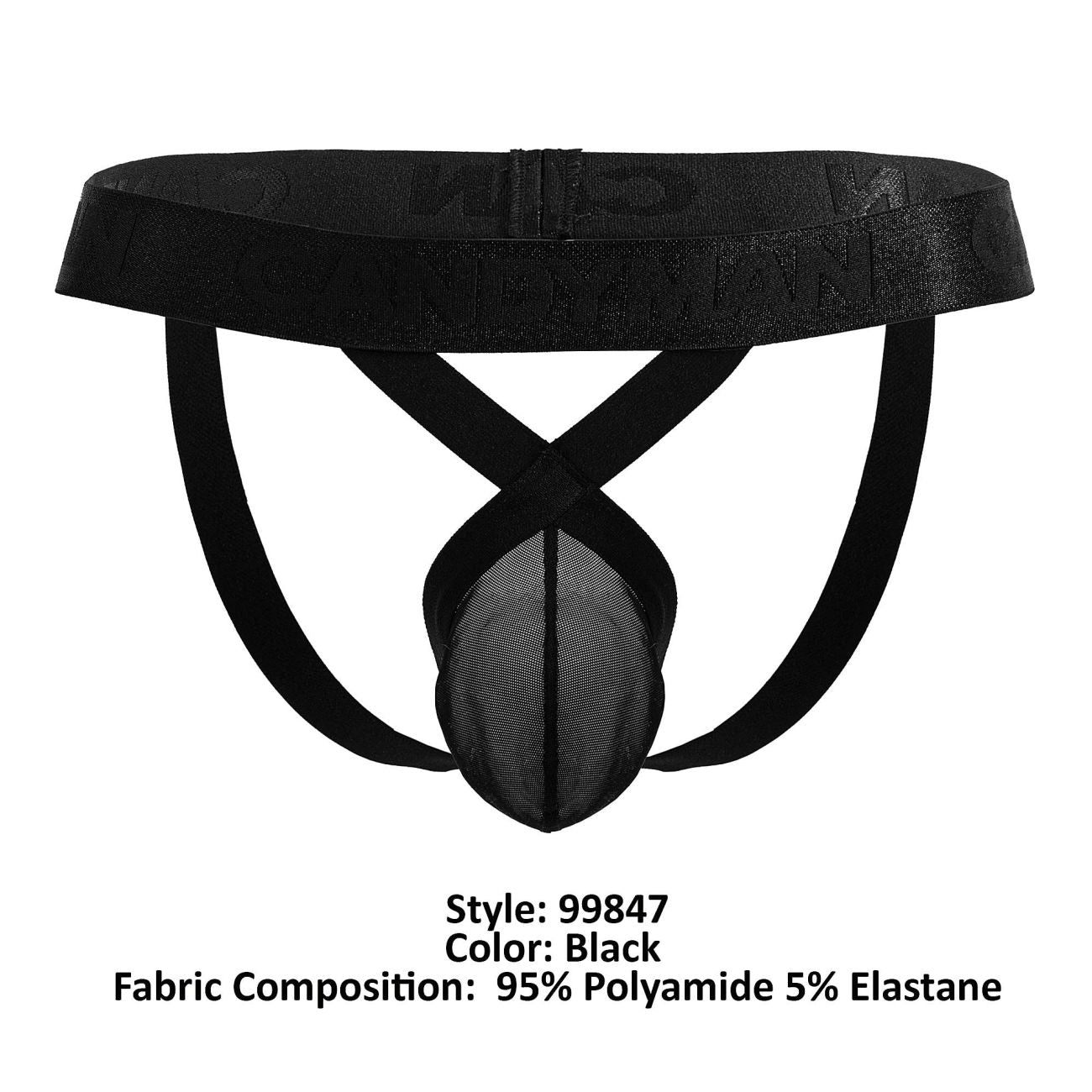 CandyMan Men's Underwear 99847 Mesh Thongs Color Black