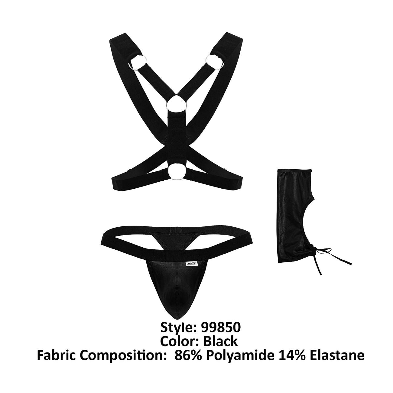 CandyMan Men's Underwear 99850 Three Piece Outfit Color Black