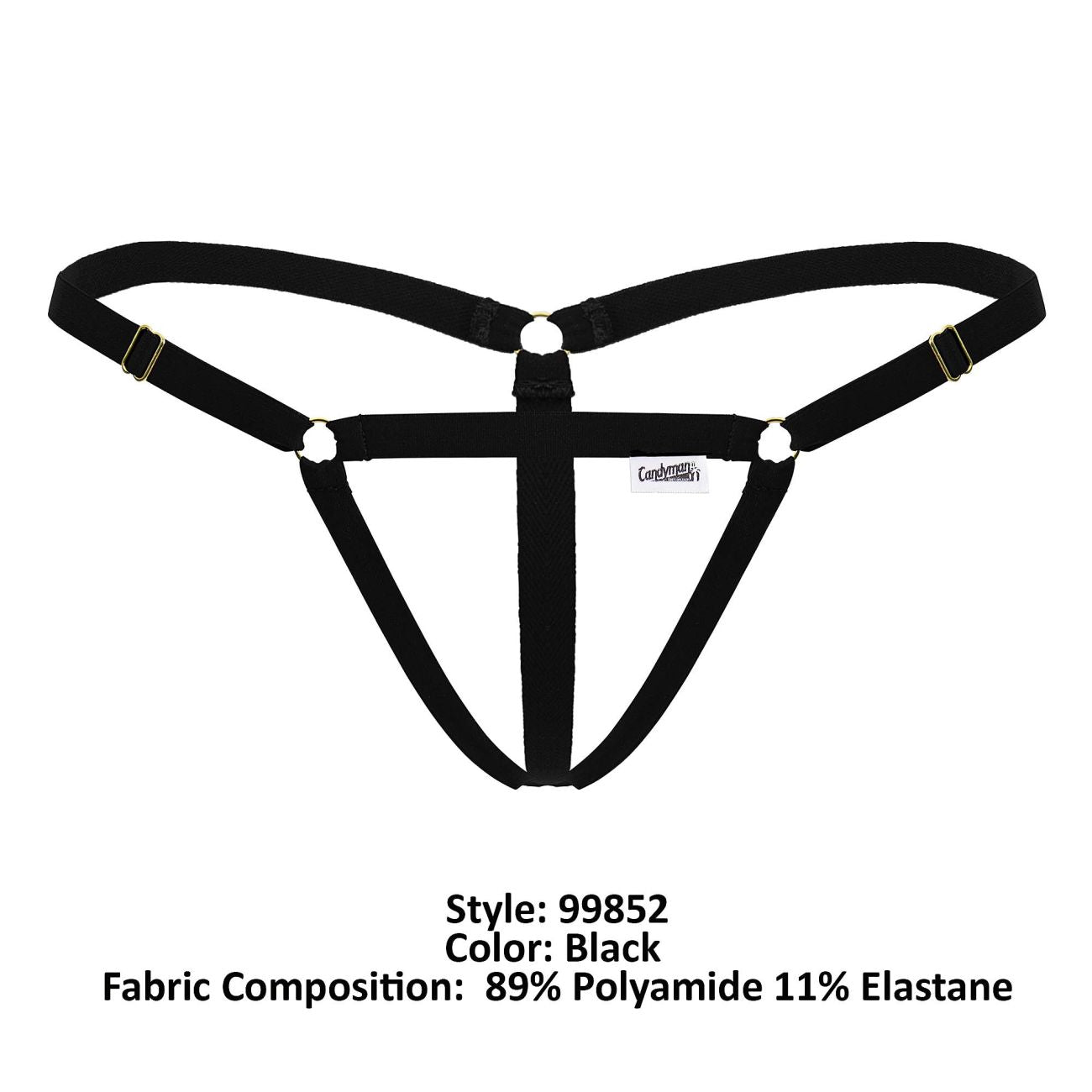 CandyMan Men's Underwear 99852 Nudist Thongs Color Black
