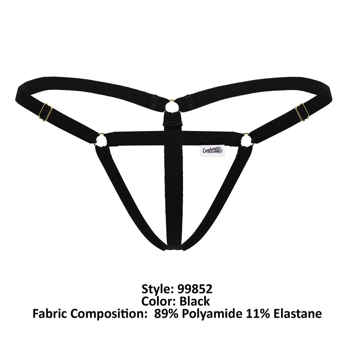 CandyMan Men's Underwear 99852 Nudist Thongs Color Black