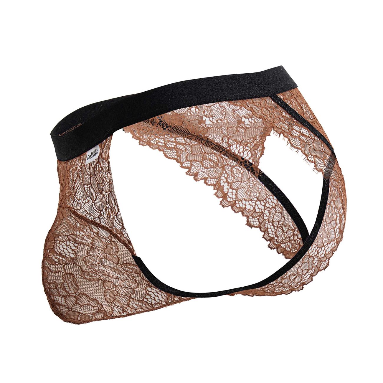 CandyMan Men's Underwear 99853 Lace Jockstrap Color Black-Terracotta