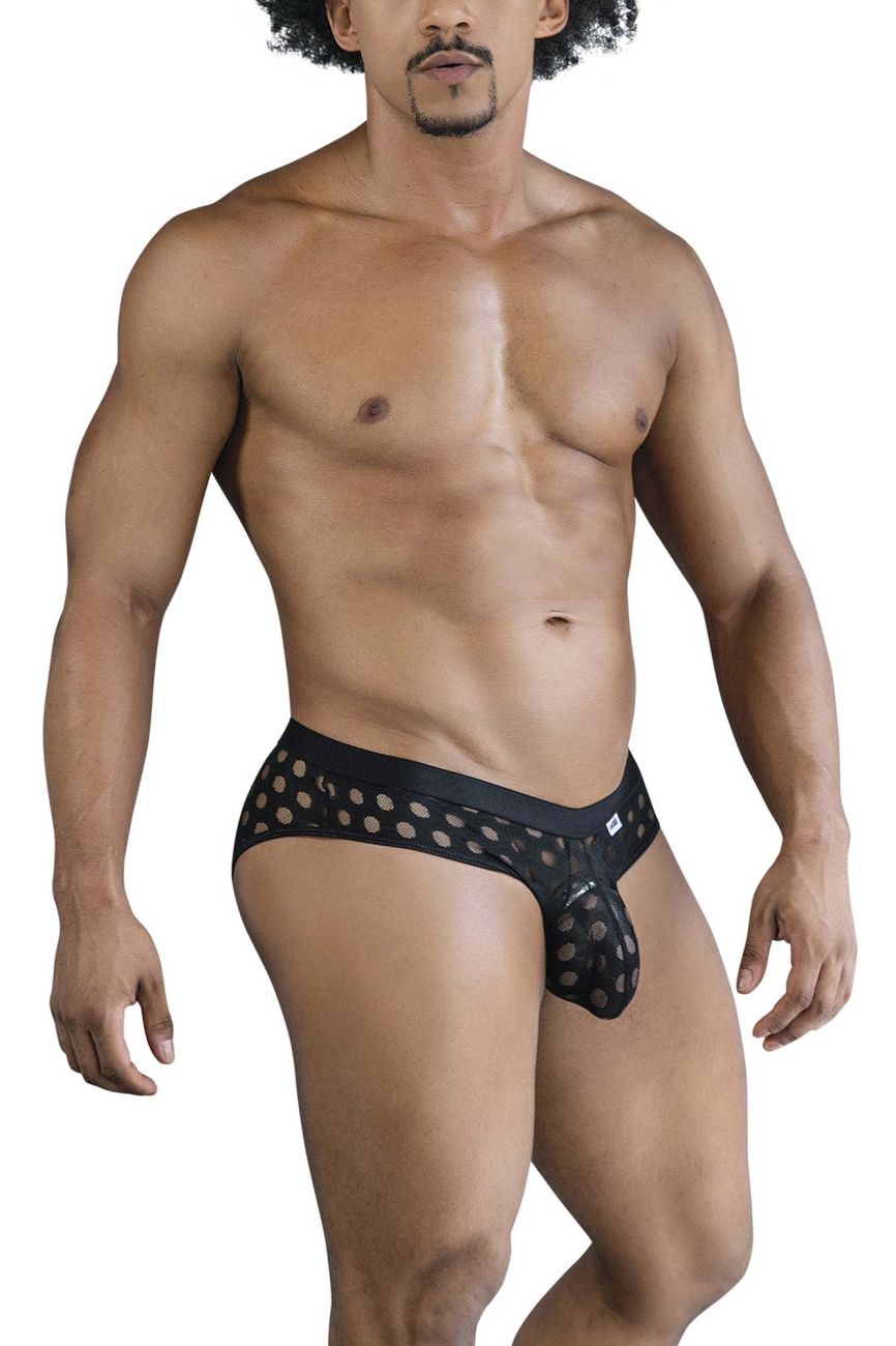 CandyMan Men's Underwear 99855 Polka Mesh Briefs Color Black
