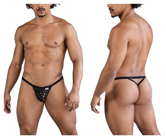 CandyMan Men's Underwear 99856 Polka Mesh Thongs Color Black