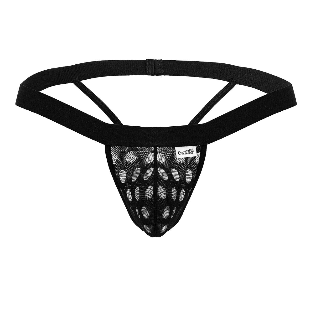 CandyMan Men's Underwear 99856 Polka Mesh Thongs Color Black