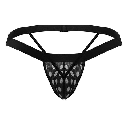CandyMan Men's Underwear 99856 Polka Mesh Thongs Color Black