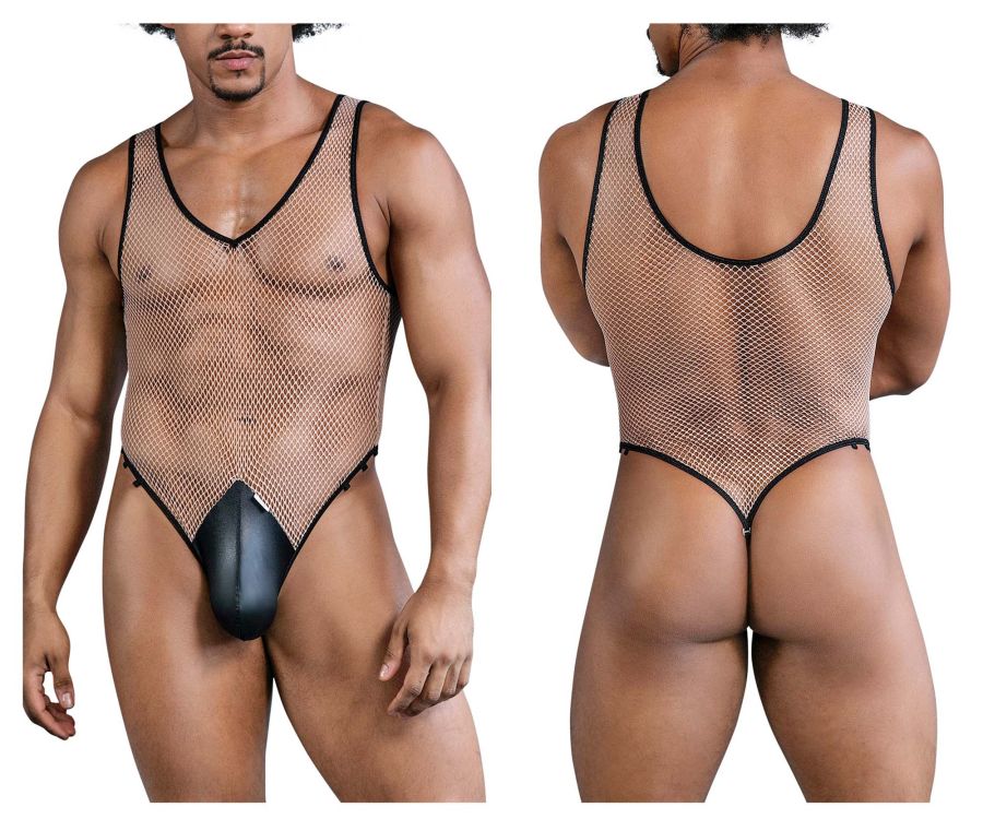 CandyMan Men's Underwear 99858 Fishnet Bodysuit Color Beige-Black