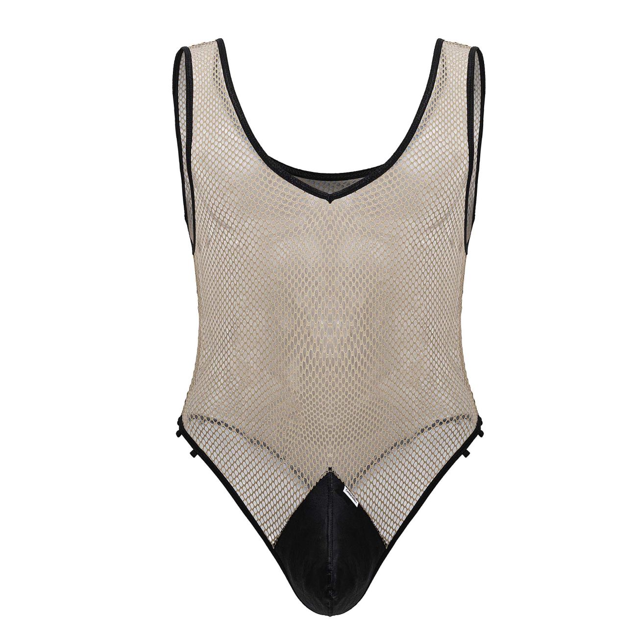 CandyMan Men's Underwear 99858 Fishnet Bodysuit Color Beige-Black