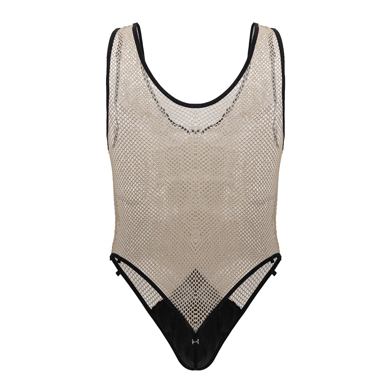 CandyMan Men's Underwear 99858 Fishnet Bodysuit Color Beige-Black