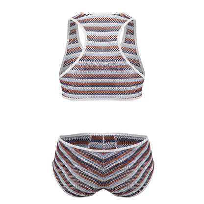 CandyMan Men's Underwear 99859 Two Piece Outfit Color Stripes