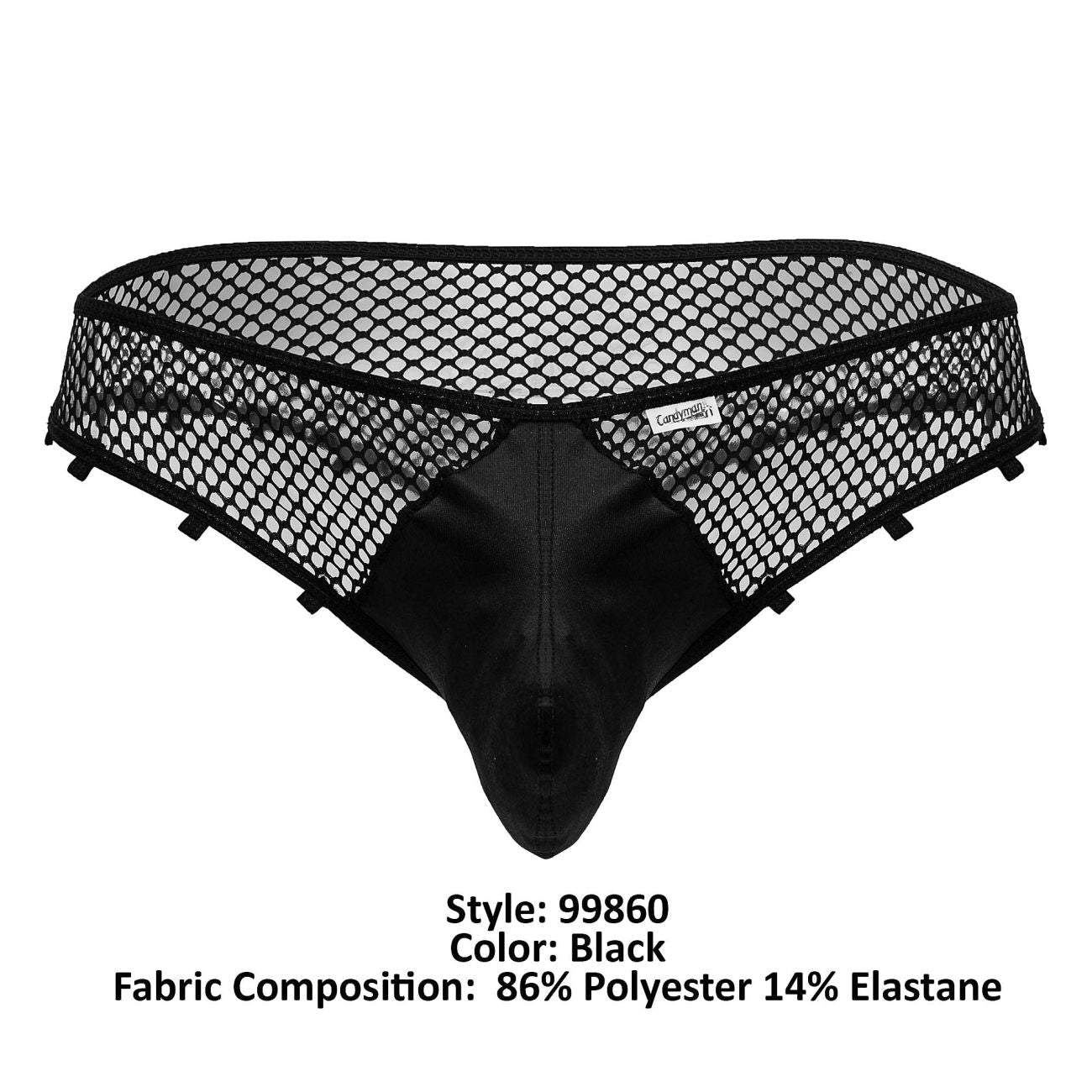 CandyMan Men's Underwear 99860 Fishnet Thongs Color Black