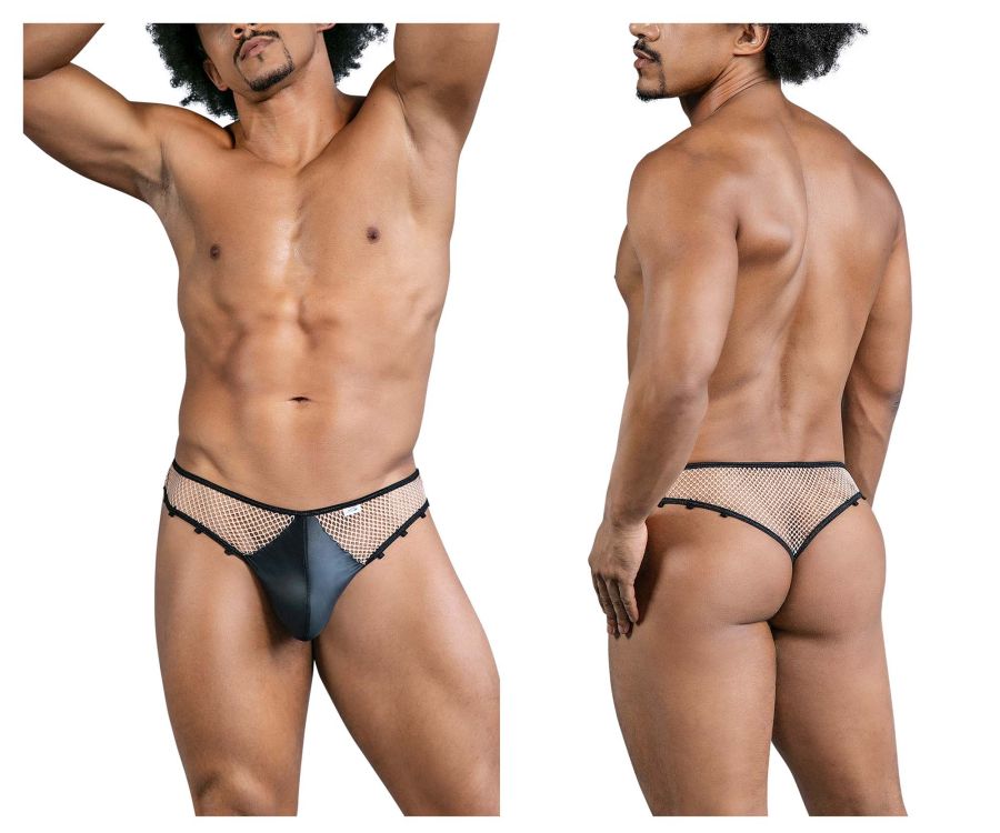 CandyMan Men's Underwear 99860 Fishnet Thongs Color Nude-Black