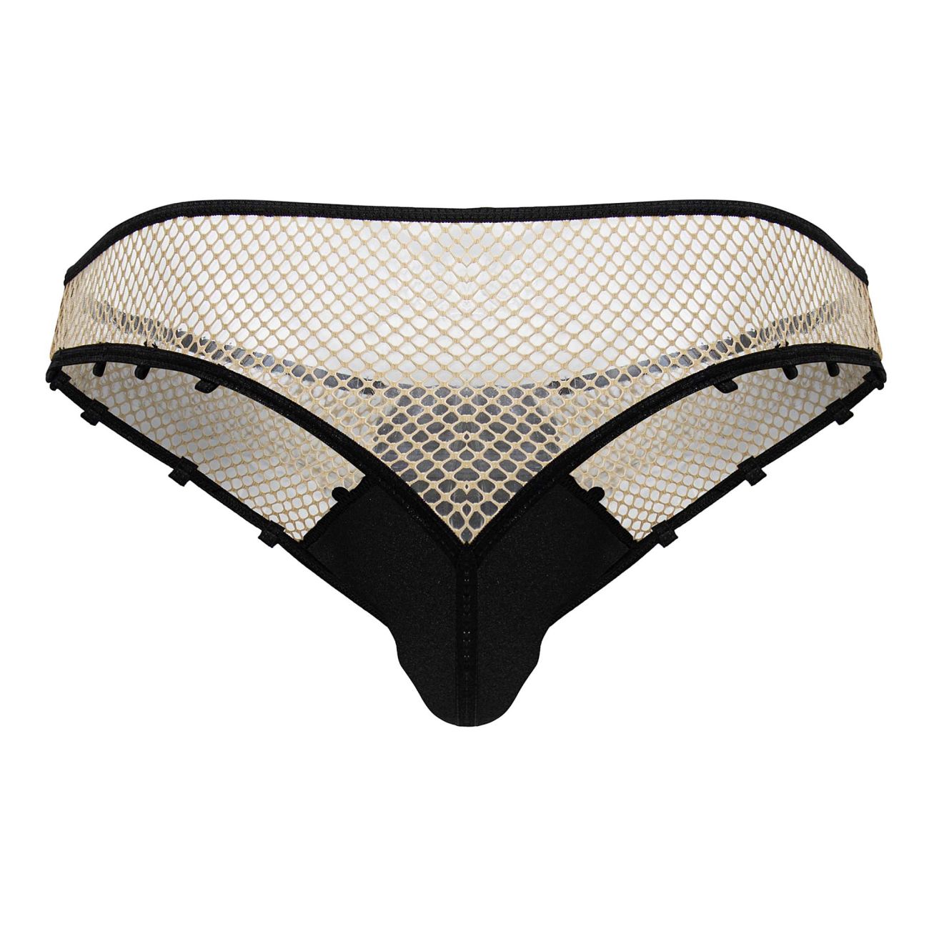 CandyMan Men's Underwear 99860 Fishnet Thongs Color Nude-Black