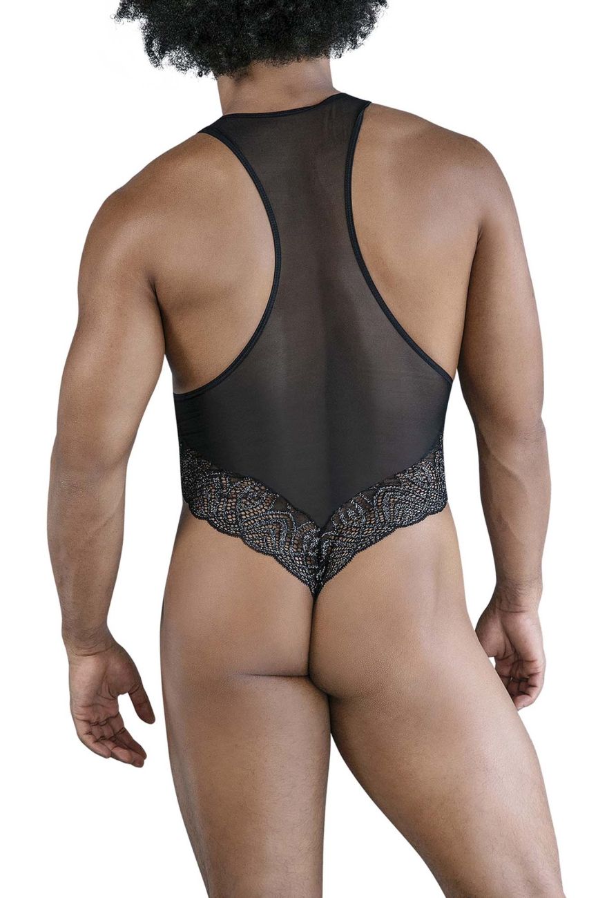 CandyMan Men's Underwear 99864 Lace-Mesh Bodysuit Color Black