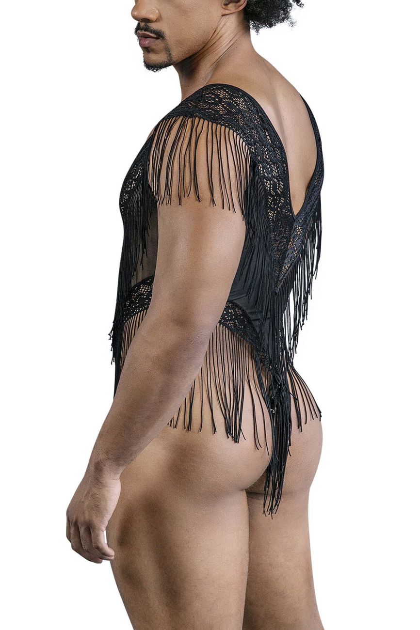 CandyMan Men's Underwear 99865 Lace-Mesh Bodysuit Color Black
