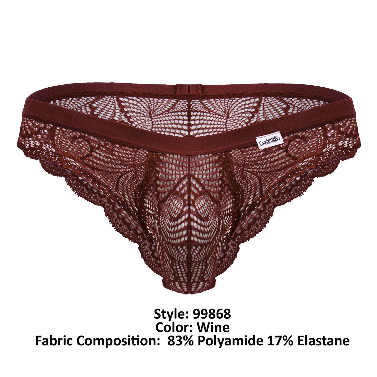 CandyMan 99968 Men's Underwear Lace Briefs color Wine