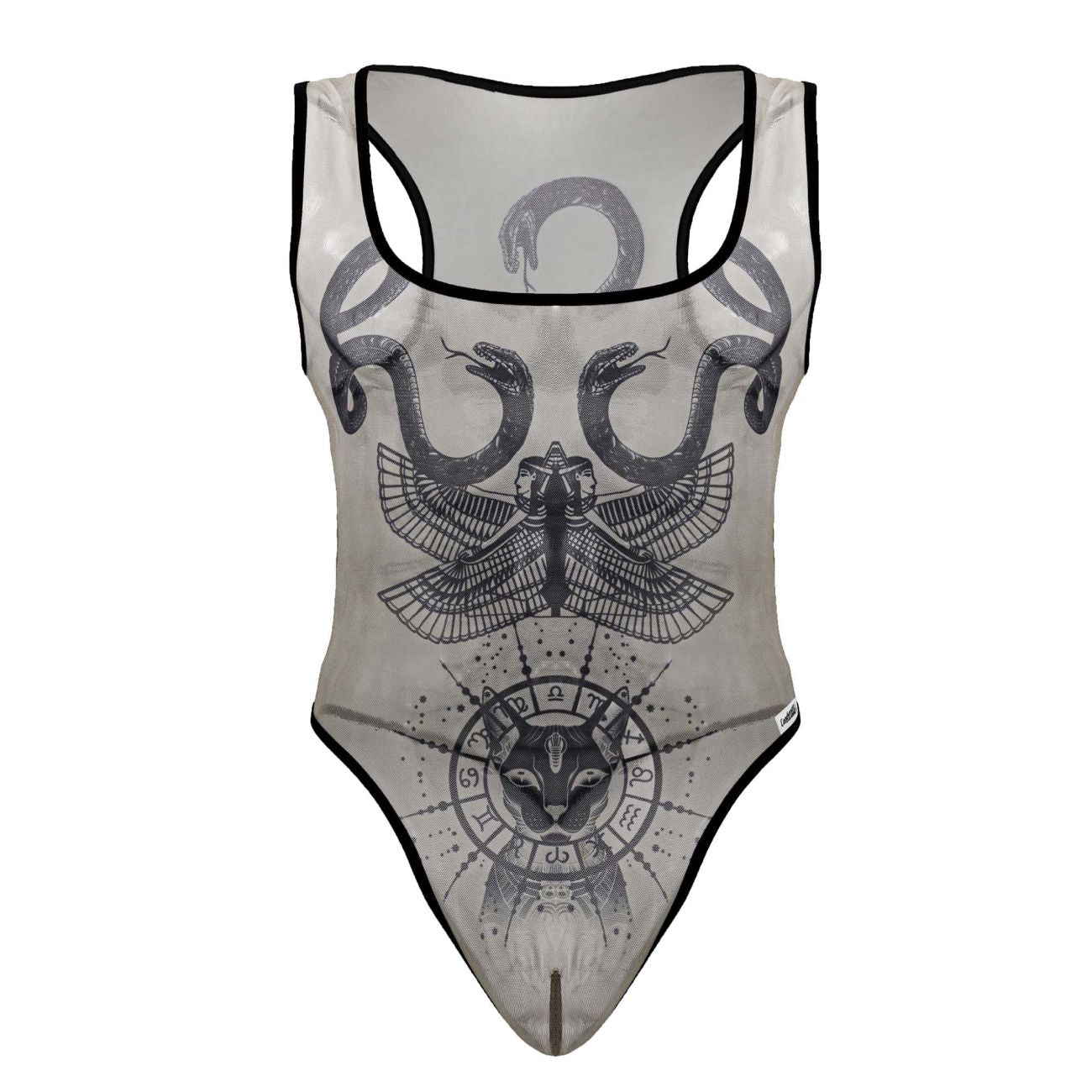 CandyMan Men's Underwear 99869 Egyptian Bodysuit Color Nude-Black