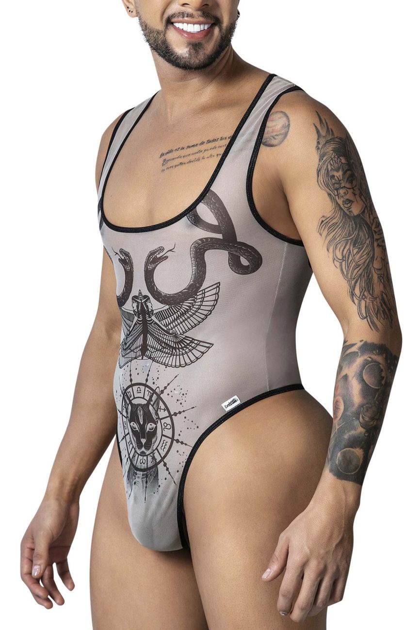 CandyMan Men's Underwear 99869 Egyptian Bodysuit Color Nude-Black