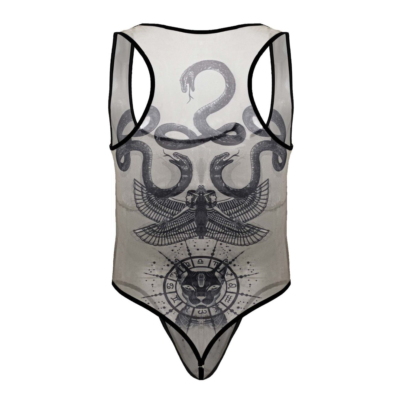 CandyMan Men's Underwear 99869 Egyptian Bodysuit Color Nude-Black