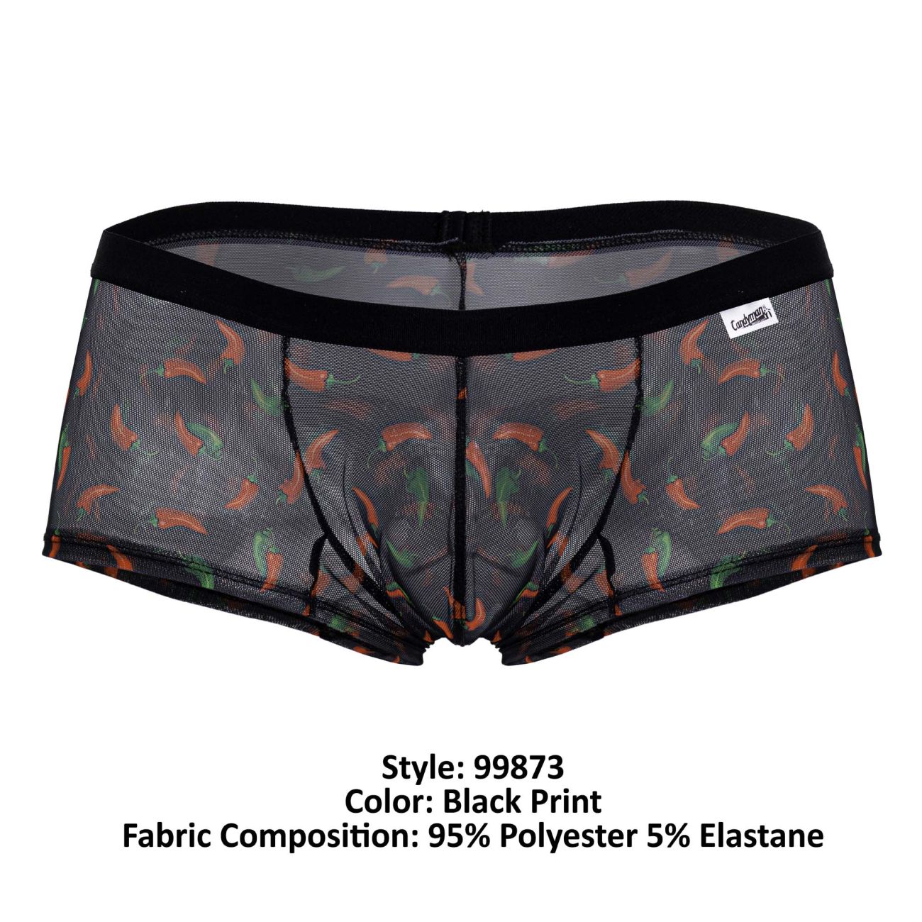 CandyMan Men's Underwear 99873 Chili pepper Trunks Color Black Print