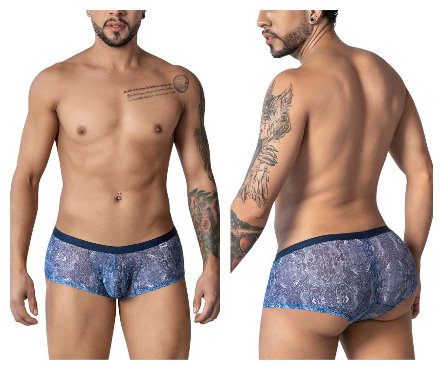 CandyMan Men's Underwear 99873 Water prints Trunks Color Blue-White