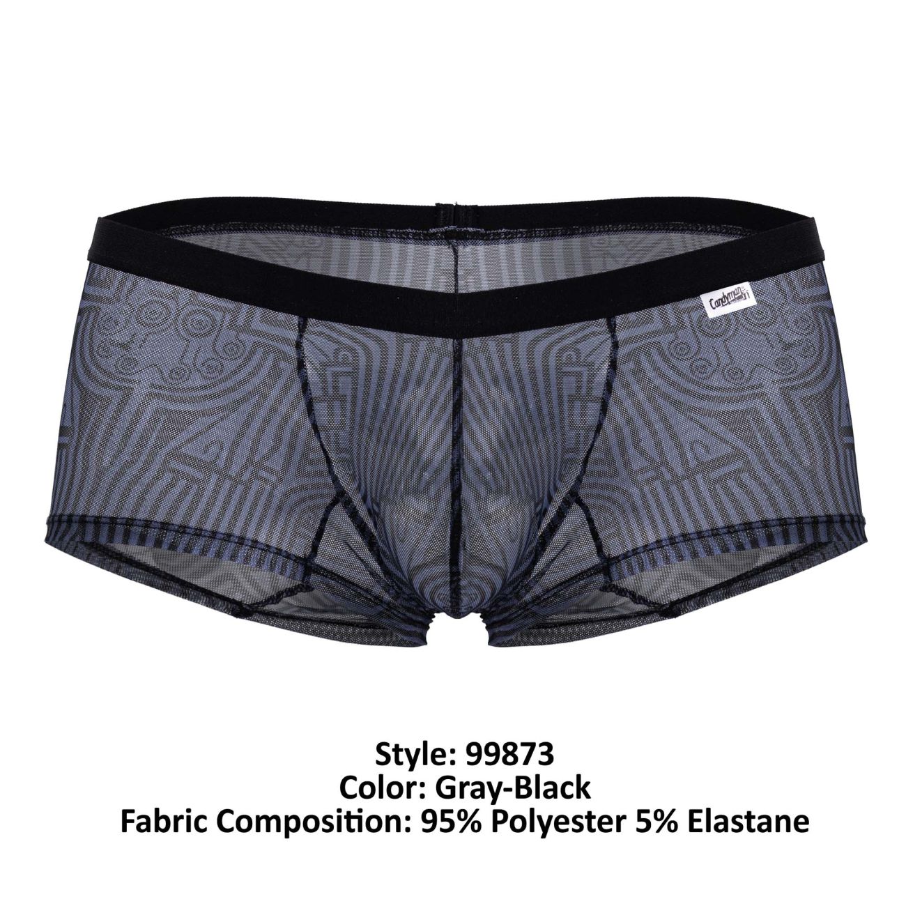 CandyMan Men's Underwear 99873 Egyptian Trunks Color Gray-Black