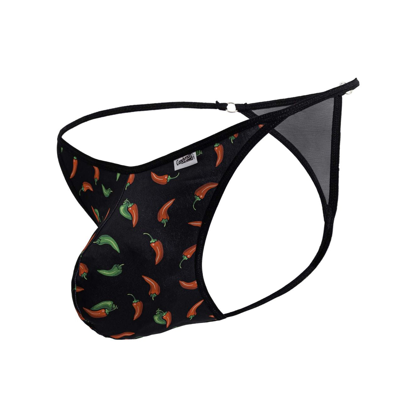 CandyMan Men's Underwear 99875 Chili pepper Thongs Color Black Print