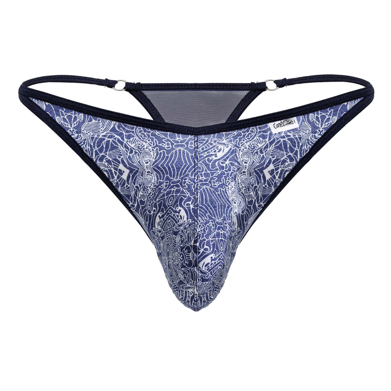 CandyMan Men's Underwear 99875 Water prints Thongs Color Blue-White