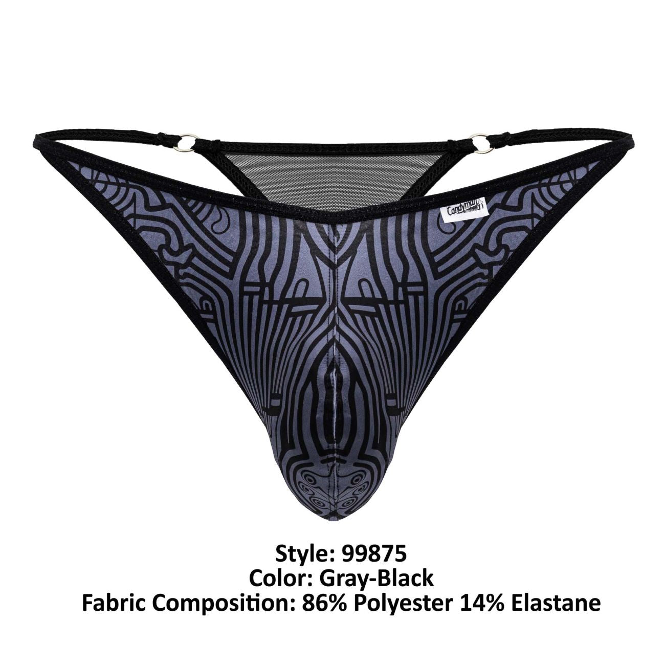 CandyMan Men's Underwear 99875 Egyptian Thongs Color Gray-Black