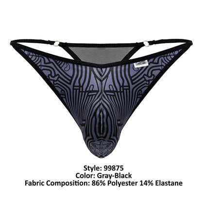 CandyMan Men's Underwear 99875 Egyptian Thongs Color Gray-Black