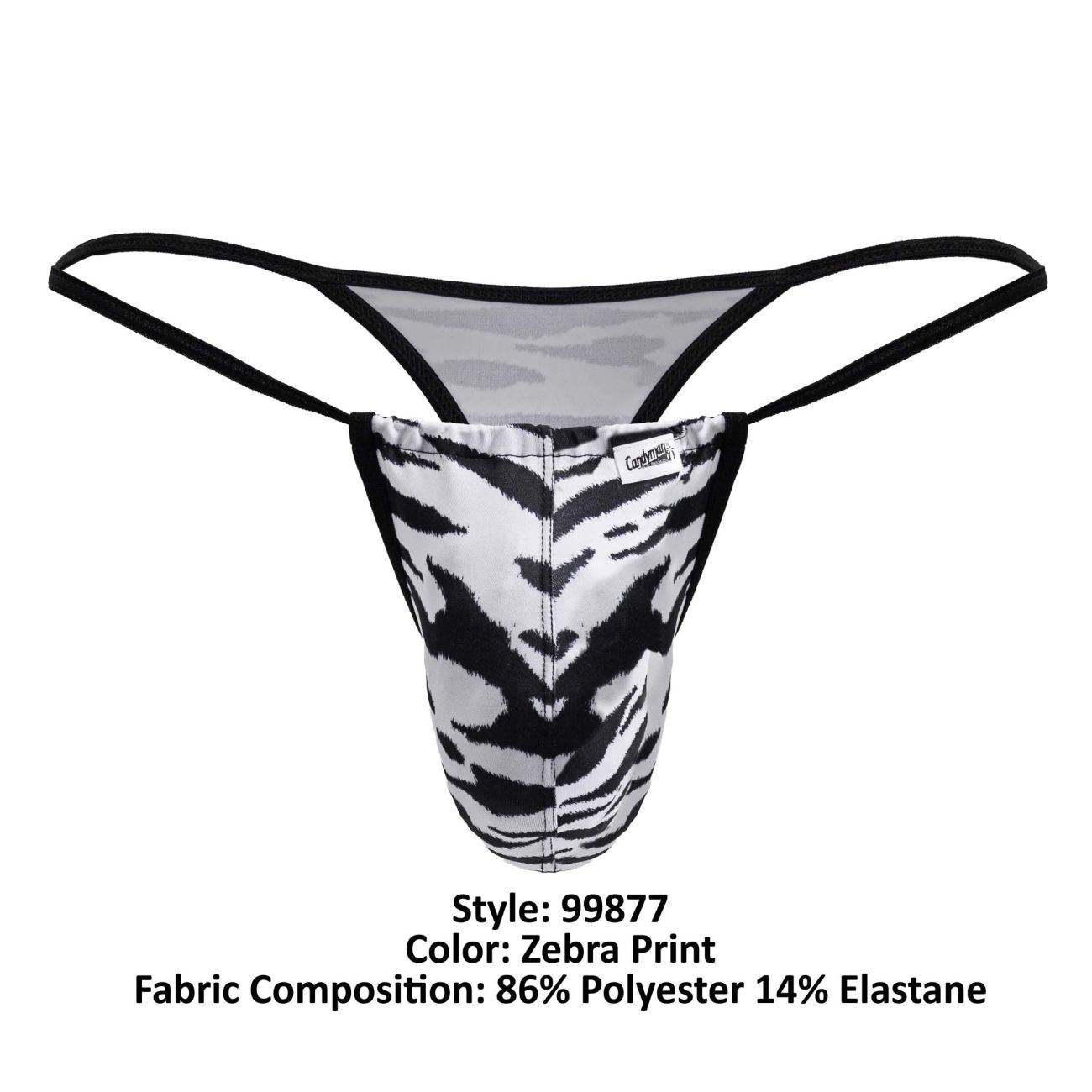 CandyMan Men's Underwear 99877 Zebra Thongs Color Zebra Print