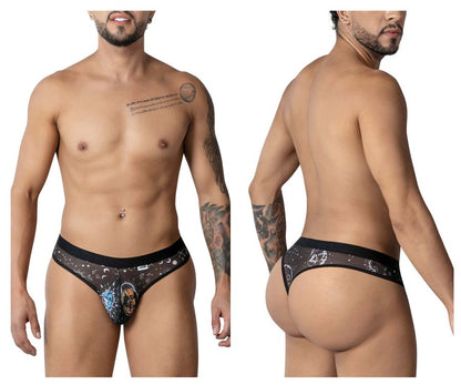 CandyMan Men's Underwear 99885 Sun Moon Thongs Color Black-White