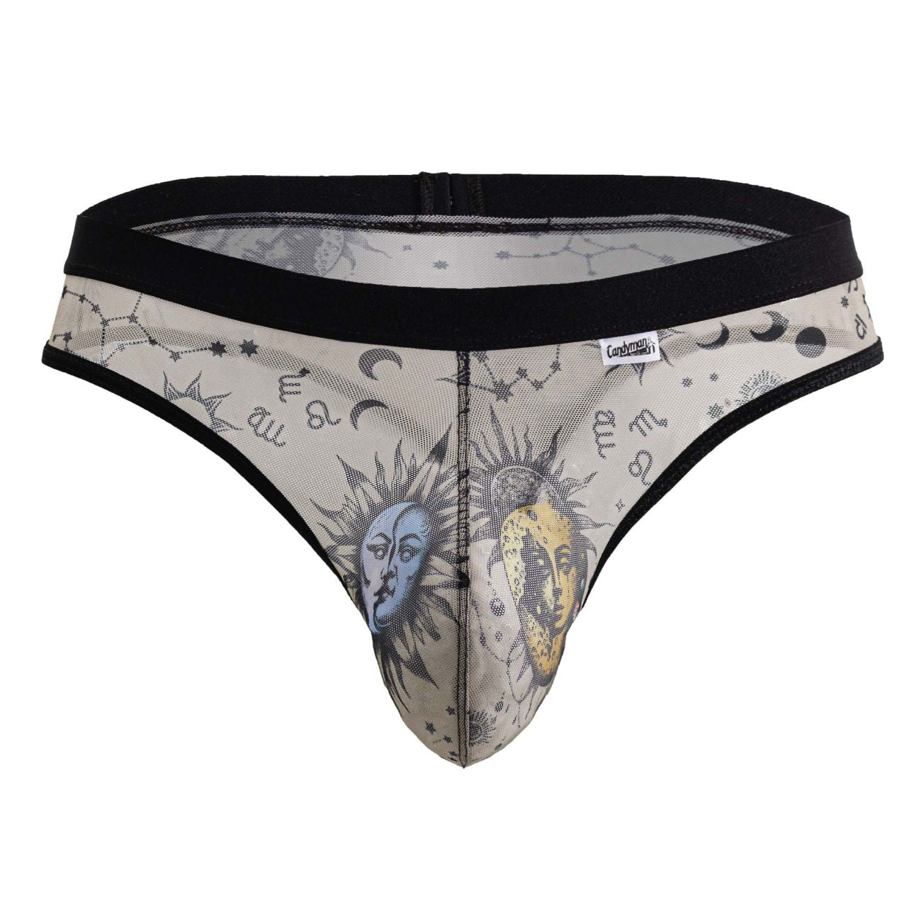 CandyMan Men's Underwear 99885 Sun Moon Thongs Color Nude-Black