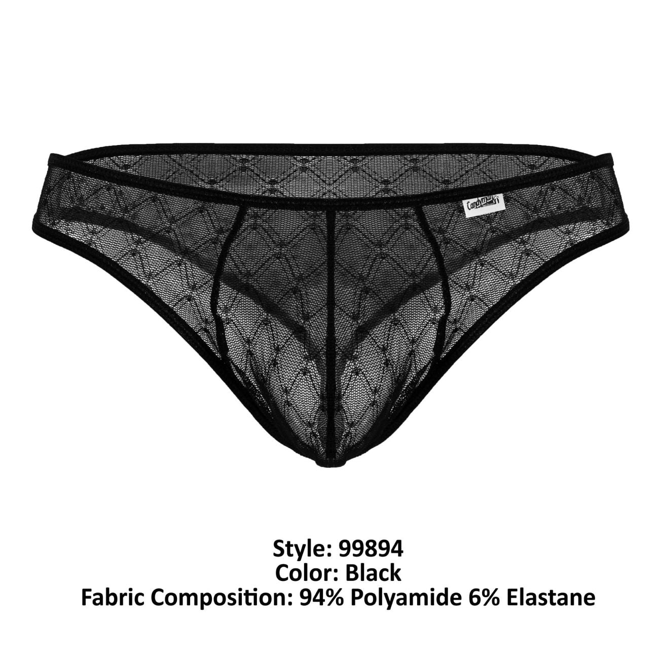 CandyMan Men's Underwear 99894 Geometric Mesh Briefs Color Black