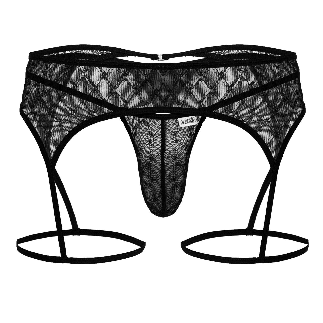 CandyMan Men's Underwear 99898 Geometric Mesh Thongs Color Black