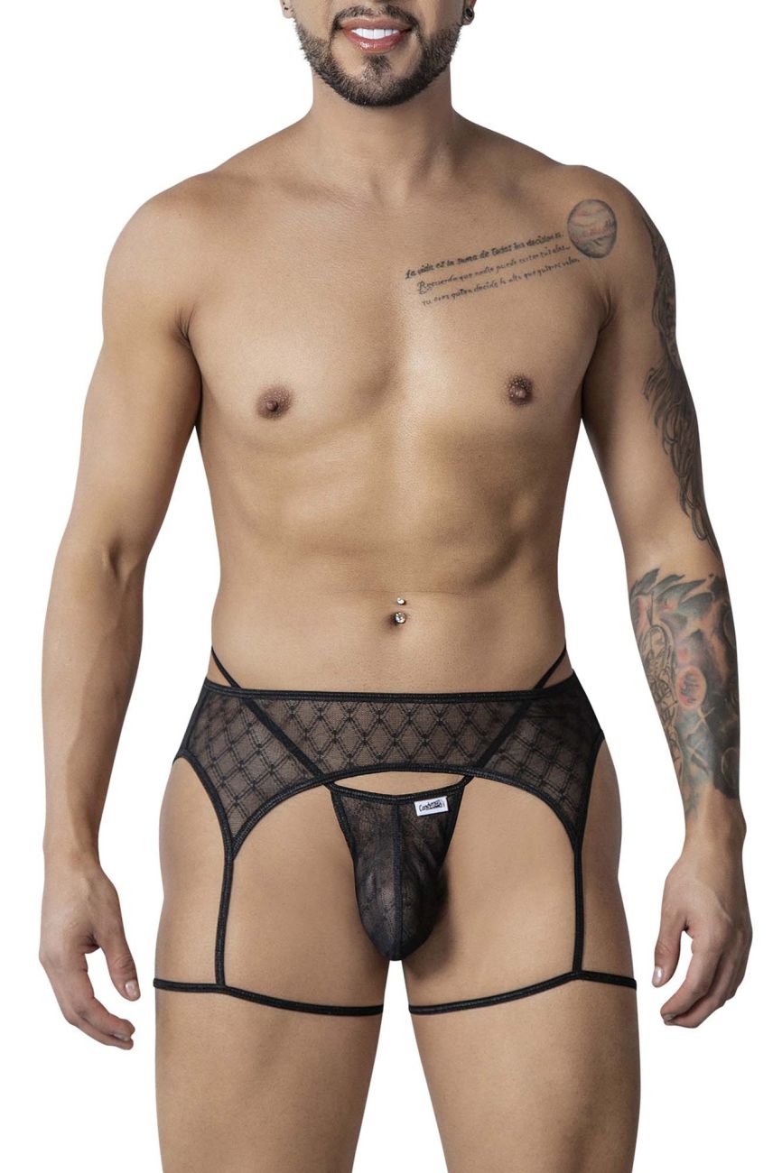CandyMan Men's Underwear 99898 Geometric Mesh Thongs Color Black