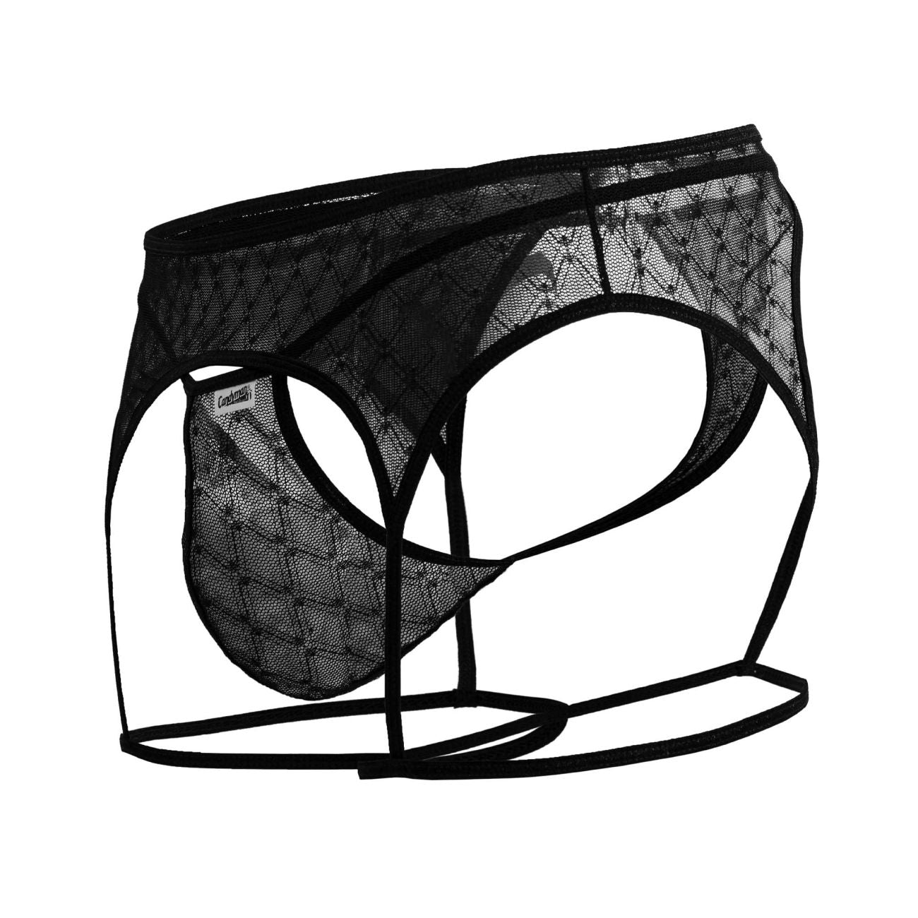 CandyMan Men's Underwear 99898 Geometric Mesh Thongs Color Black