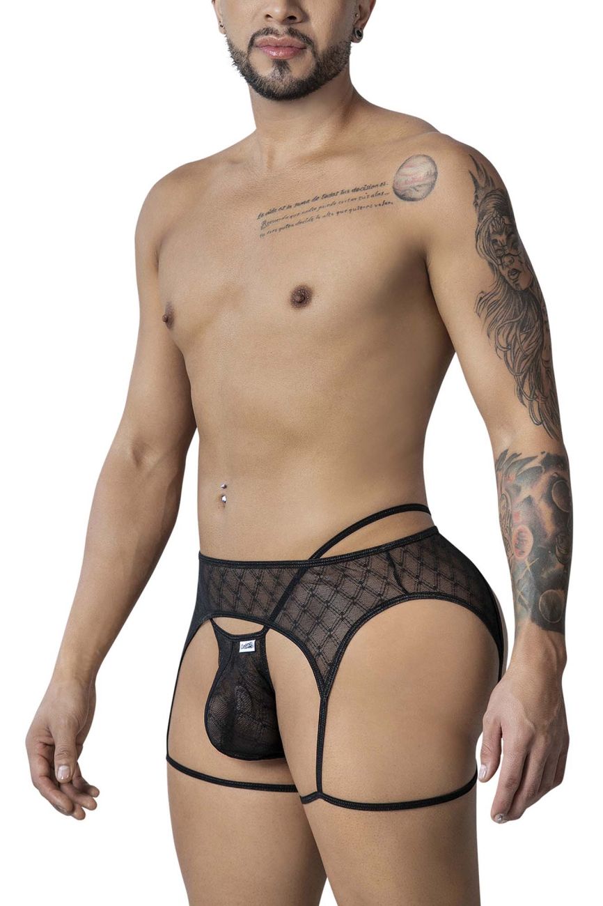 CandyMan Men's Underwear 99898 Geometric Mesh Thongs Color Black