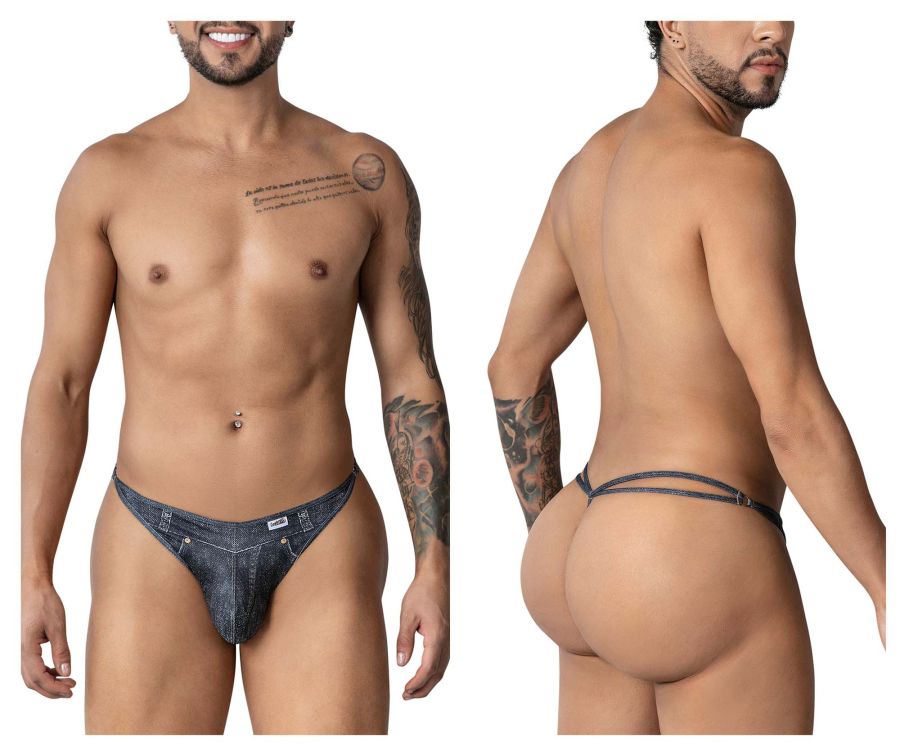 CandyMan Men's Underwear 99899 Cowboy Thongs Color Denim Black