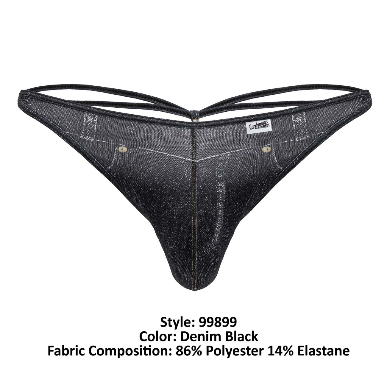 CandyMan Men's Underwear 99899 Cowboy Thongs Color Denim Black