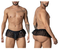 Black Geometric Mesh Polyester Thong - view 1