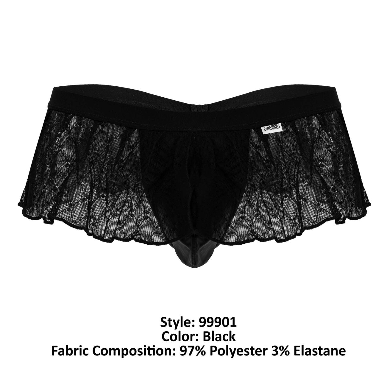 CandyMan 99901 Men's Underwear Geometric Mesh Thongs Color Black